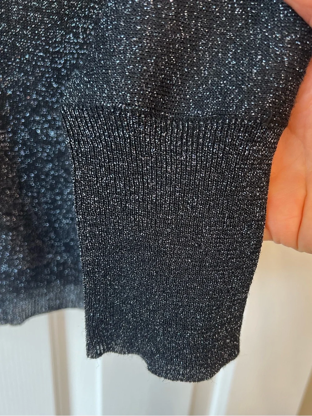 Free People Metallic Silver Black Slouchy Cardigan